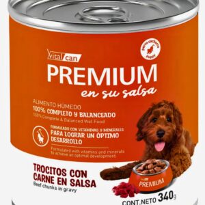 Alimento Húmedo - Lata Vitalcan Premium Cachorro en su Salsa Trocitos de Carne 340Gr
